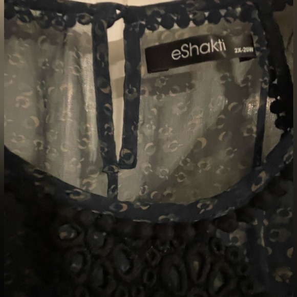 🔥⚫️NEW Eshakti sheer blouse size 2X (fits like an XL). Great detailing! - Picture 8 of 9